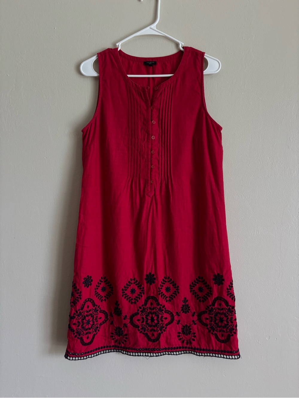 Talbots Women’s Size 8 Petite Dress Pintuck Red Linen & Cotton Blend Lined